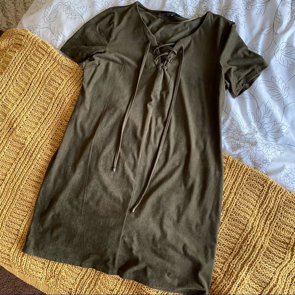army green suede dress